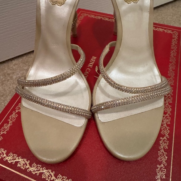 Rene Caovilla Snake Wrap Strass Heels Margot Beige - Picture 3 of 9
